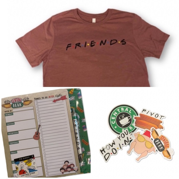 NWT Friends TV Show themed Bundle crew neck t-shirt in burgundy like tone - Picture 14 of 14